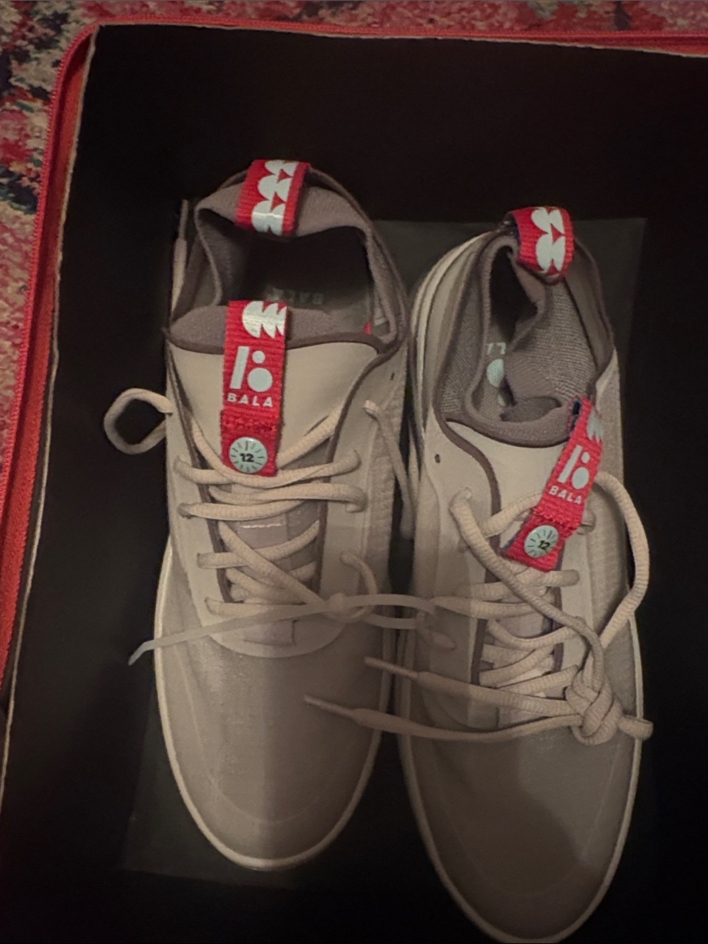 Bala Light Gray Women’s 7.5 Men's 6.5 Sneakers with Red Pull Tabs- brand new